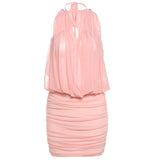 2025 Spring And Summer New Women's Sexy Hot Babes V Tie With Hanging Neck Bare Backpacks And Hip Dress