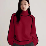 2025 Maillard Autumn Winter Stripes Thin Leisure Loose Set Knitted Lazy Wind Sweater