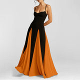 2025 Spring Women's Fashion Temperament Slings Bumping Color Short-Sleeved Loose Swing Dress