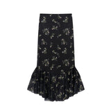 Spring 2025 New Women's Clothing Mesh Print Slings + Half-Dress Fashion Women's Set