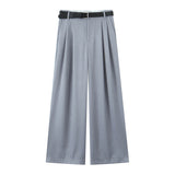 Women's Clothing 2025 New Fashion Comfortable With Belt High-Rise Double-Folded Trousers