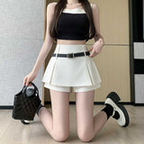 Small Retro With Belt Solid Color Bony Skirt Women Summer Commute High Waist Slim Half Body Skirt Babes
