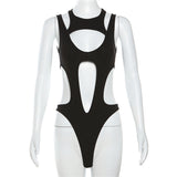2025 Summer Women's New Solid Color Sexy Hottie Fashion Hollow Splicing Repair Slim Thin Dressing