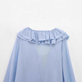 Z2025 New Women's Fashion Simple Cascade Decoration Long-Sleeved Shirt Women 8544207