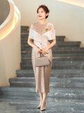 2025 New Temperament Long-Term Cash Waist Fishtail Skirt Wedding Dress Elegant Gold Squine Mother Dress