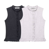 Spring 2025 New Women's Street Fashion Folding Decoration Sleeveless Knitting Top