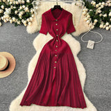 French Inside Sweater Dress Women 2025 Winter Elastic Repair Slimming Famous Wind Single Buckle Knitted Long Skirt