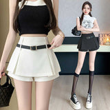 Small Retro With Belt Solid Color Bony Skirt Women Summer Commute High Waist Slim Half Body Skirt Babes