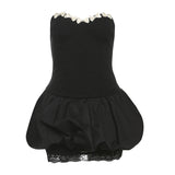 2025 Winter Women's New Fashion Hottie Bump Color Palming Body Splicing Flower Boobs Dress Dress