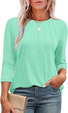 Explosion 2025 New Fashion Casual Roll Collar Seven-Sleeve Top Bottom Shirt