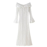 Women's Dress 2025 New Fashion Elegant Sexy One-Word Shoulder Lace Dress