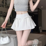 Butterfly Tie With Low-Waisted Babes Half-Dress Girl Retro College Wind-Proof Light Suit Short Skirt A-Word Mini-Skirt