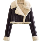 2025 Winter New Y2K Women's Collar Fur All-In-One Double-Sided Short Jacket Jacket