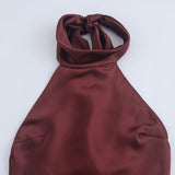 Autumn 2025 New Dress Women's High-End Bare Back Hanging Neck French Elegance