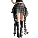 2025 Summer New Women's Retro Port Style Splicing Irregular Design Body Skirt