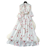 French Elegant Dress Women 2025 New Fashion Set To Collect Waist Thin Temperament Print Chiffon Over-Capped Skirt