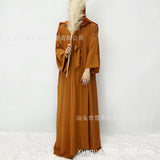 Tiktok Robe Skirt Coat Women's Explosive Middle East Turkey Solid Color Big-Size Cardigan 2 Sets