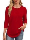 Explosion 2025 New Fashion Casual Roll Collar Seven-Sleeve Top Bottom Shirt