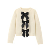 Spring 2025 New Women's Fashion Casual Bow Tie With Small Fragrant Knitted Cardigan Jacket