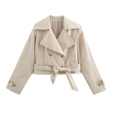 Fashion Tie With Long-Sleeved Wind Coat Jacket 2025 New Products In The Spring And Autumn