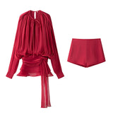 Temperament Lantern Dress Women's Spring New Short Skirt To Collect Irregular Lotus Leaf Edge Tie