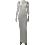 2025 Summer New Holiday Style Knitted Dress Women's Sling Skirt Side Open-Back Hollow Pattern Knitted Skirt