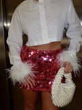 2025 Women's Autumn And Winter Temperament Light Fashion New Party Squin Mini Skirt