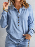 Solid Color Knitted Shirt Women's Single Buckle Collar Long Sleeves Loose Leisure Bottoming Top Autumn And Winter New
