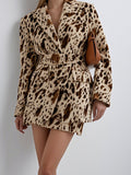 Brown Print Long-Sleeved Blazer 2025 Autumn New Temperament Commuting Waist Jacket