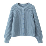 Autumn/Winter 2025 New Women's Solid-Color Casual Fashion Coarse Knit Long-Sleeved Sweater Cardigan Jacket