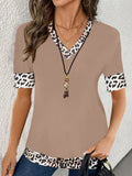 New Elegant Color Print V-Neck Short-Sleeved Top Summer Women's Clothing