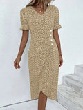 A Large Number Of New 2025 Summer Hot Sales Geometric Collage Bubble Sleeve Irregular Pendulum Dress