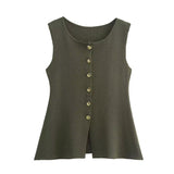 92 Gold Knitted Vest Shirt 10 Women's 041 Simple Single Buckle Fashion