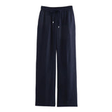 Linen Straight Trousers 2025 Spring And Summer Tice With Tight High Waist Leisure Loose Broad Legs Trousers Women