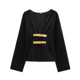 Women's Clothing 2025 Spring New Fashion V-Neck PU Leather Tripling With Soft Coat