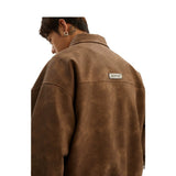 Vintage Collar Leather Jacket Men Spring And Autumn Free To Do Old Couple Work Clothes Pu Leather Jacket