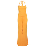 Fashion 2025 Spring And Summer New Women's Tight-Luck Neck Small Vest Sexy Hot Girl Fishtail Skirt Suit