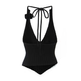 Summer New Sweet Flowers Pure Knitted Vest Sexy Hottie Repair Small Sling