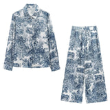 2025 New Female Printed Animal Shirt Prints Casual Pants Ladies Set