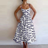 Women's New 2025 Spring Dress Solid Color Sexy U-Neck Waist Folding Sling Dress