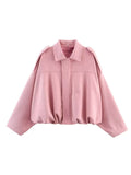 Women's 2025 Spring New Fashion Pilot Bat Sleeve Zipper Jacket T-Shirt