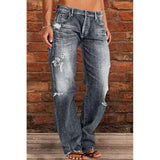 Exploding Wish Ladies Jeans Slimming Water Wash Thorn Trousers Trousers Nk205