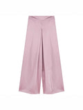 High-Grade Acetic Acid Solid Silk Silk Slipping Fascination Leisure Broad Leg Trousers 2025 Summer New High-Waisted Trousers