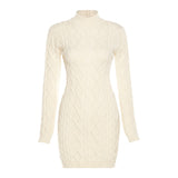 2025 Winter Fashion Trend Women's New Long-Sleeved Round Neck Straight Back Repair Kite Knit Dress