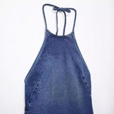 2025 Summer New Women's Sleeveless Body Sexny-Backed Neck Denim Dress