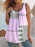 Summer Round Collar Vest New Art Splicing Pattern 3D Digital Printing Sleeveless Women's Folding Vest