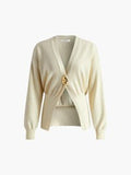 Solid Color V-Neck Long Sleeve Open Shirt 2025 Spring And Autumn Temperament V Collar A Buckle Long Sleeve Waist Top