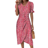 A Large Number Of New 2025 Summer Hot Sales Geometric Collage Bubble Sleeve Irregular Pendulum Dress