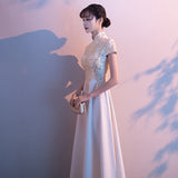 Evening Dress Dress Dress 2025 Winter Adult Performance Suit Chinese Long Cheongsam Choir Host Banquet Evening Dress