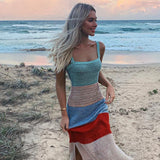 2025 Summer INS Style Sexy Vacation Dress Sleeveless Suspension Slammed Side Opening Fork Dress Long Dress Woman